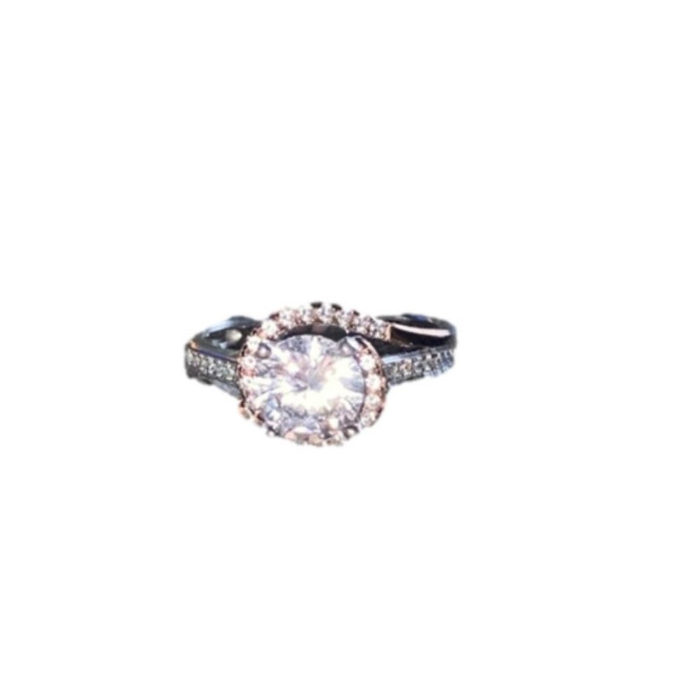 Sterling Silver 925 Two-Tone Engagement Style Ring